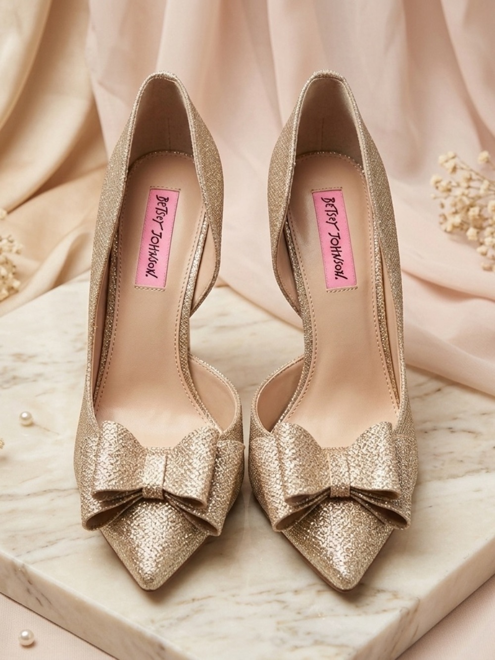 Betsey Johnson Glittering Bow Heels (#0145) - Picture 2 of 11